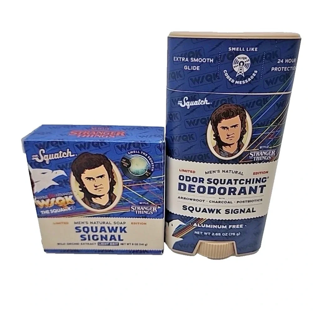 Dr Squatch Stranger Things Squawk Signal Deodorant & Bar Soap BUNDLE Limited Edi